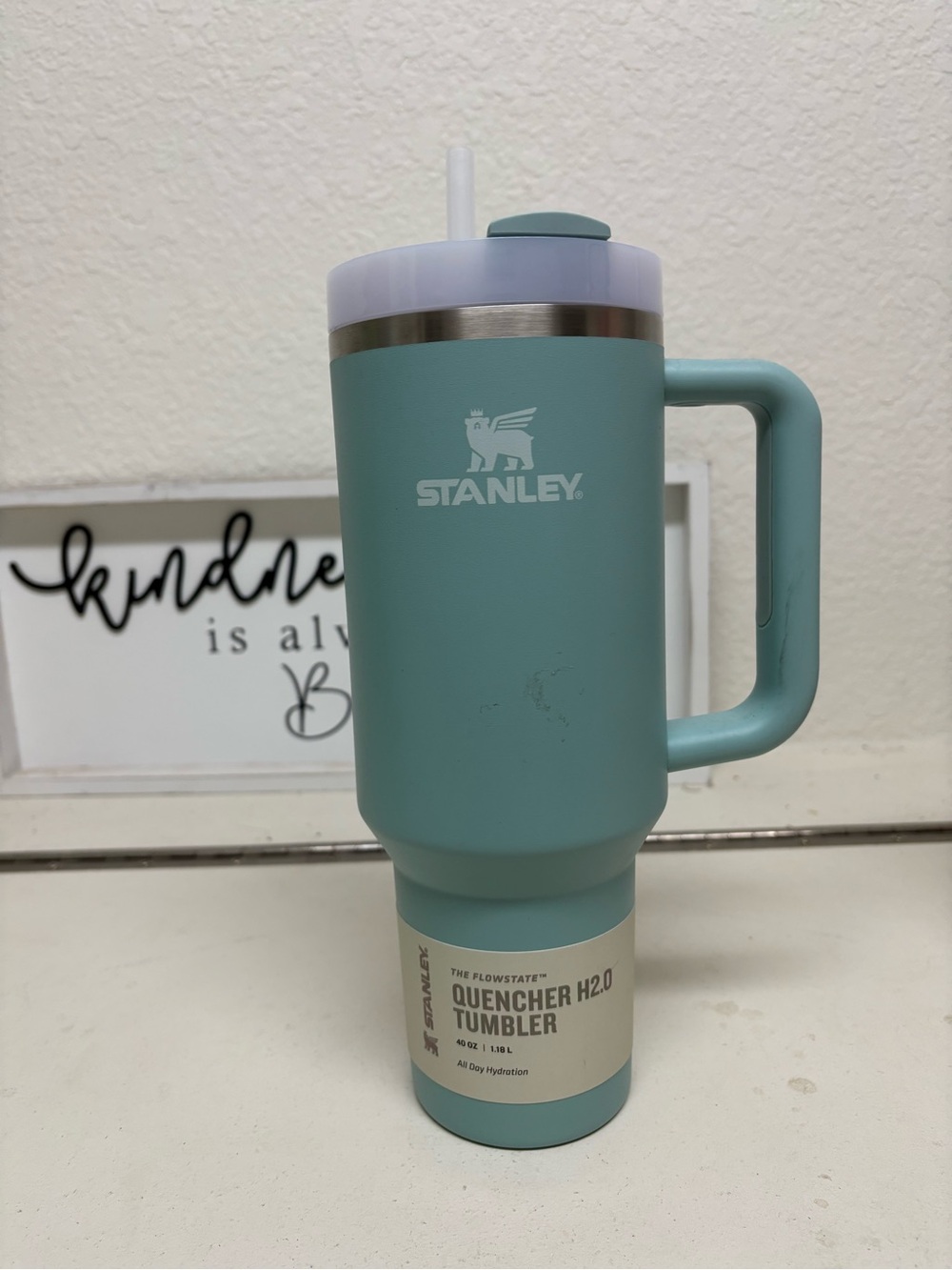 Stanley Quencher H2.0 Tumbler - Seafoam Green with White Lid
